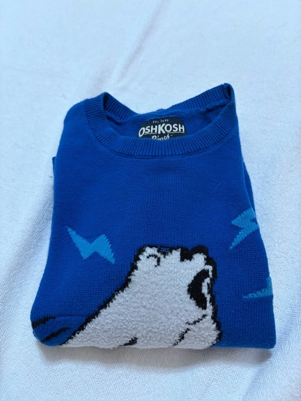 OshKosh B'gosh Boys Blue Polar Bear Crewneck Sweater(32)